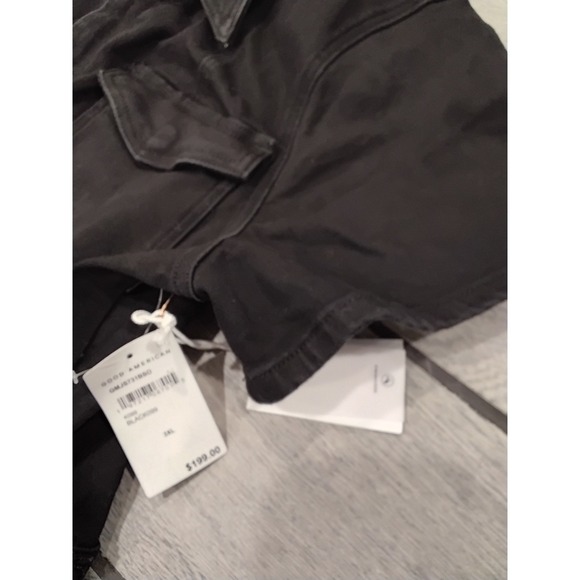 NWT GOOD AMERICAN Utility Jumpsuit Black Short Sleeve Belted Cargo 3XL - Picture 5 of 9